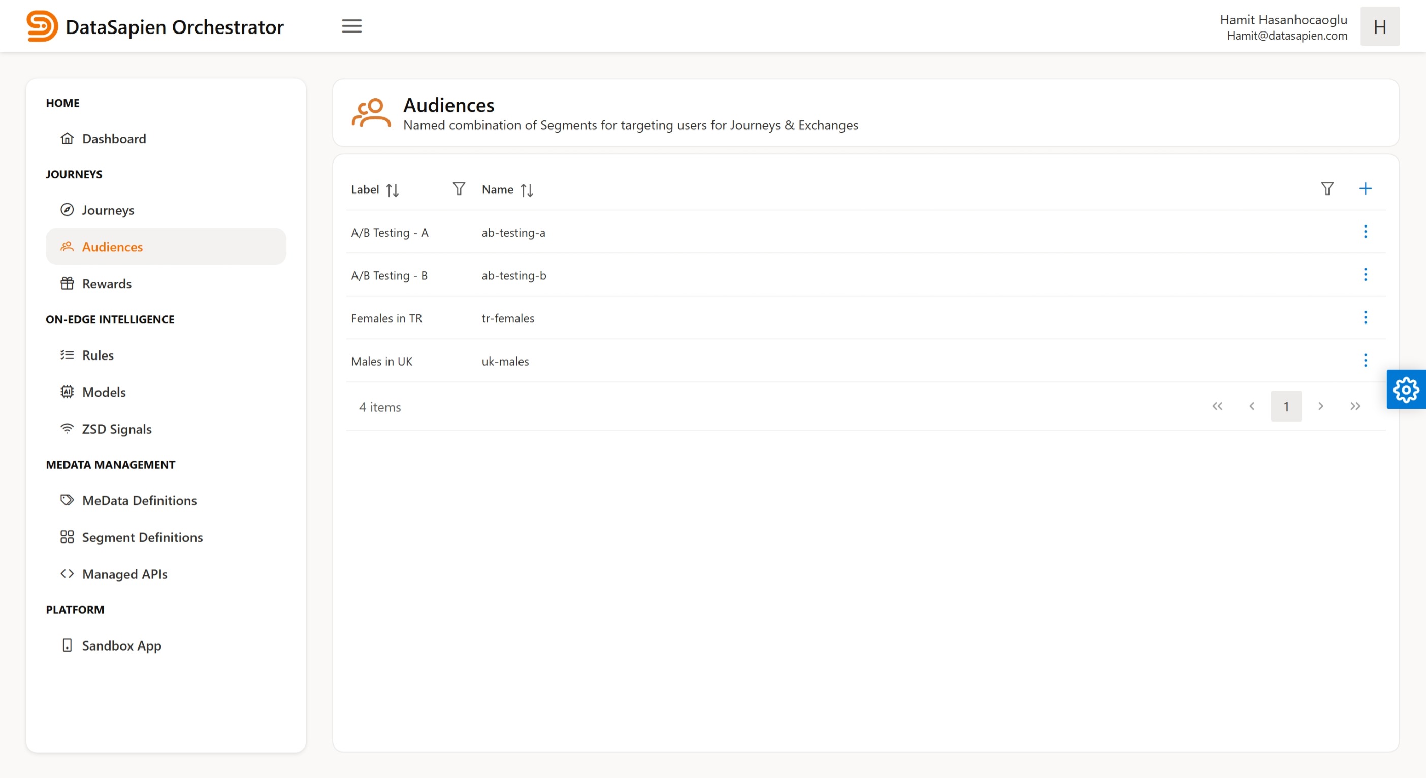 Audiences page