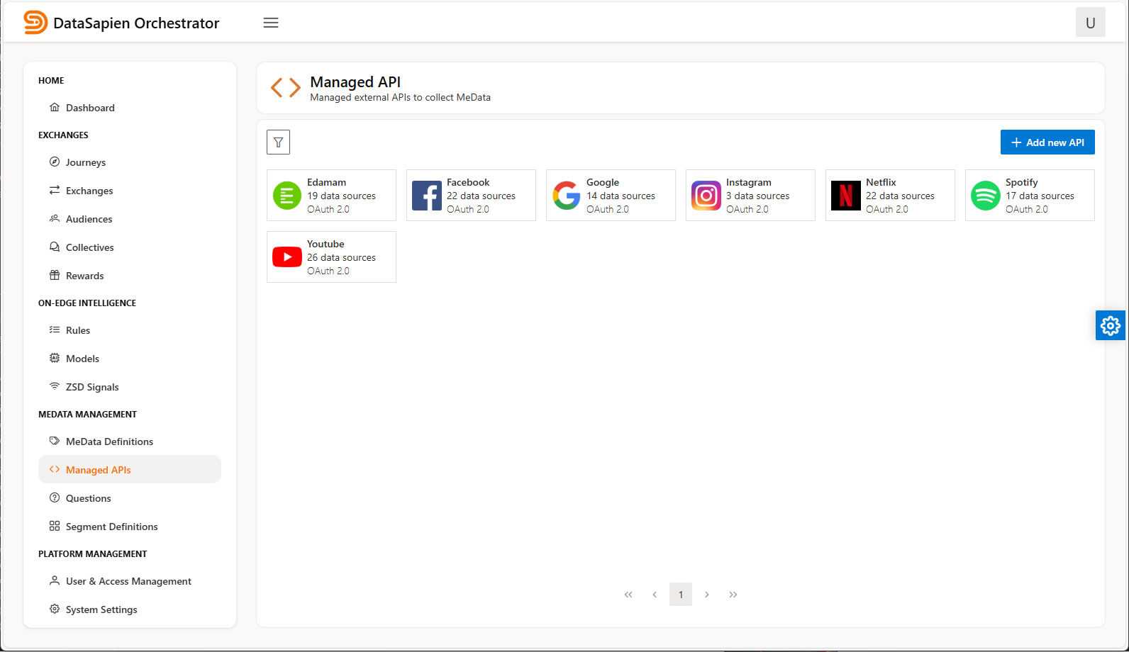 Managed APIs page